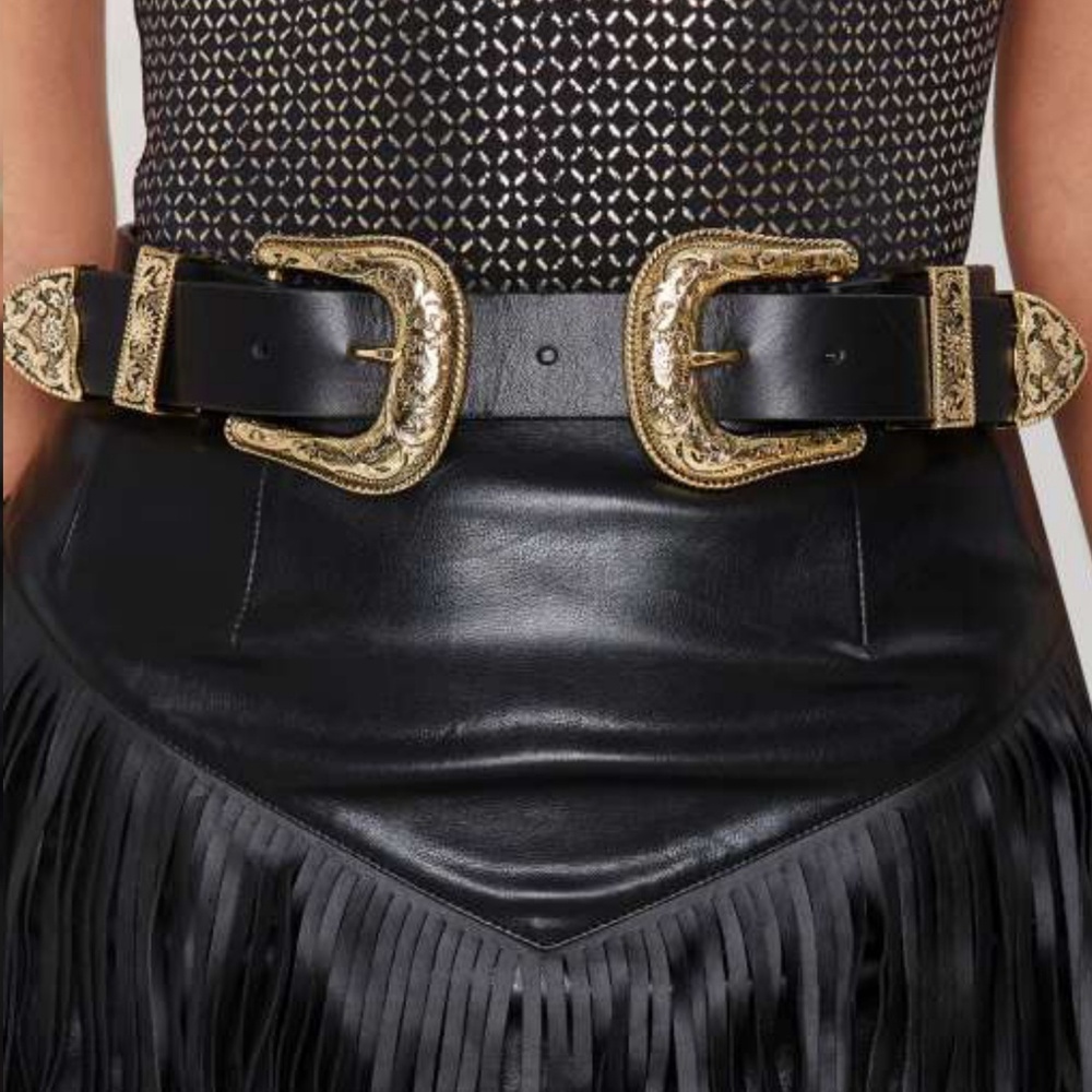 Bri Bri Belt in Black Gold Size S NWOT